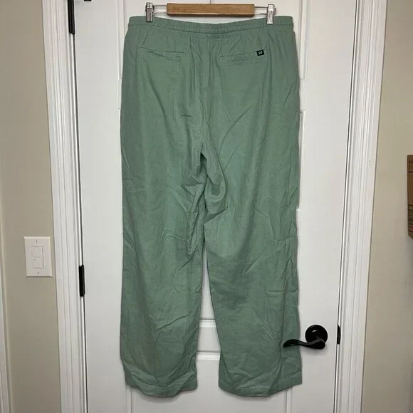 GAP Wide Leg Pants Women's Large Green‎ Pull On Style Linen Rayon Blend Relaxed - Picture 3 of 10